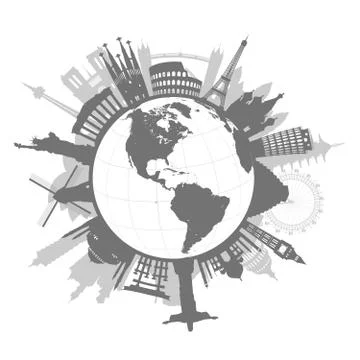 Monuments Around the World Vector Illustration Stock Illustration