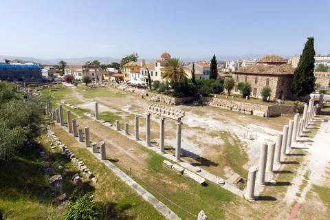 Monuments in athens around acropolis Stock Photos
