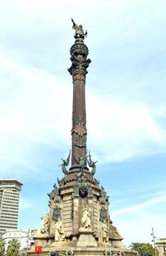 Monuments of Christopher Columbus in Barcelona Stock Photos