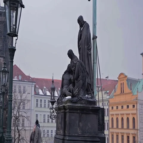 Monuments Prague.  Karlov most Stock Footage 69423314
