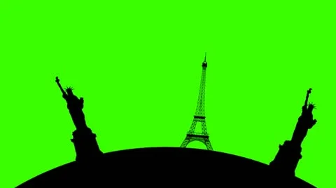 Monuments Rotate on Globe Stock Footage 20645364