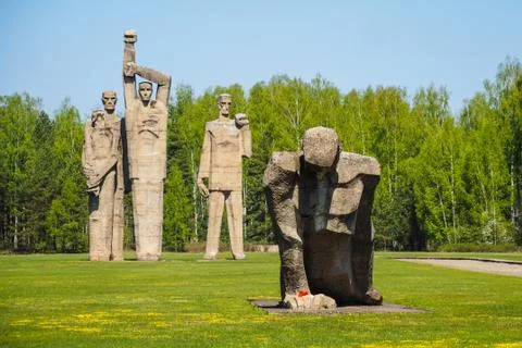 Monuments at Salaspils Memorial Ensemble. Memorial is located on the former Stock Photos