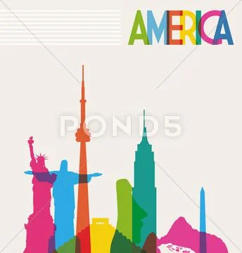 Monuments silhouette of america Stock Illustration