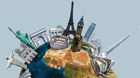 Monuments Of The World, Close Up Stock Illustration