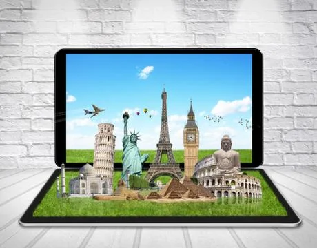 Monuments of the world on a tactile tablet Stock Illustration