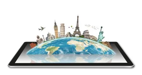 Monuments of the world on a tactile tablet Stock Illustration
