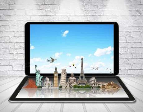 Monuments of the world on a tactile tablet Stock Illustration