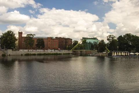 Monuments in Wroc?aw on the banks of the Oder as seen from the other side on Stock Photos