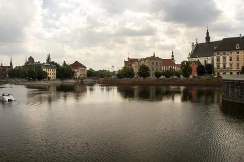 Monuments in Wroc?aw on the banks of the Oder as seen from the other side on Stock Photos