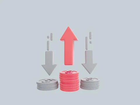 Mony flow. 3d Icon Related to investment strategy, trade service, finance Stock Illustration