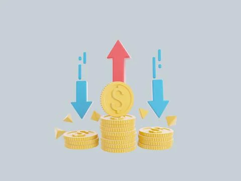 Mony flow. 3d Icon Related to investment strategy, trade service, finance Stock Illustration