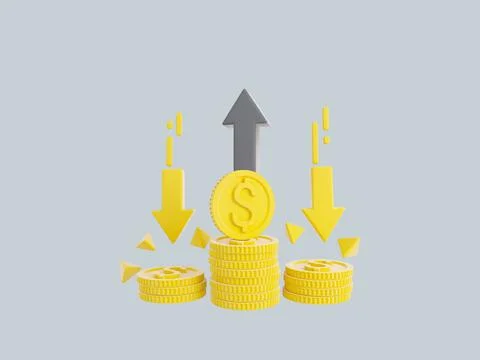 Mony flow. 3d Icon Related to investment strategy, trade service, finance Stock Illustration