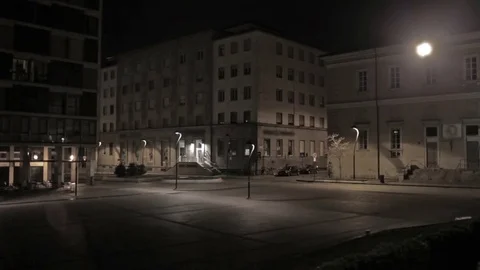 Monza, Piazza Trento e Trieste, Night Stock Footage 73224379