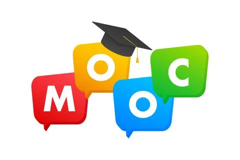 MOOC - Massive Open Online Course icon, label, badge. Vector stock illustration. Stockillustratie