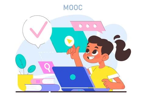 MOOC. Massive open online course. Modern approach to learning Illustrazione stock