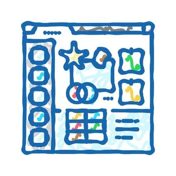 Mood board interior designer icon doodle illustration Stock Illustration