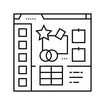 Mood board interior designer line icon vector illustration Stock Illustration