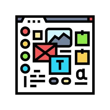 Mood board ux ui design color icon vector illustration Illustrazione stock