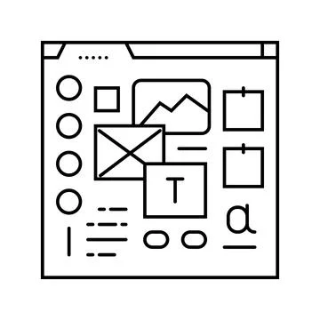 Mood board ux ui design line icon vector illustration Illustrazione stock