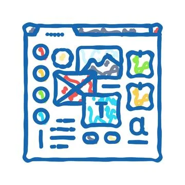 Mood board ux ui design icon doodle illustration Stock Illustration