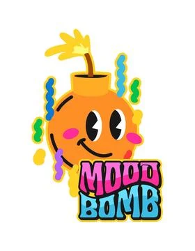Mood bomb and explosion retro Y2K sticker or label イラスト素材