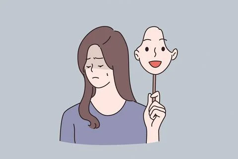 Mood changes, Schizophrenia and mental problems concept. 库存插图