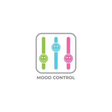 Mood Control logo design template. Colorful smile emoticon in equalizer log.. Illustrazione stock