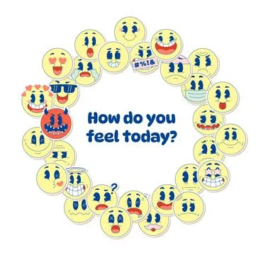 Mood Emoticon Frame Border Set Collection with Copy Space for Text, Feel Em.. Stock-Illustration