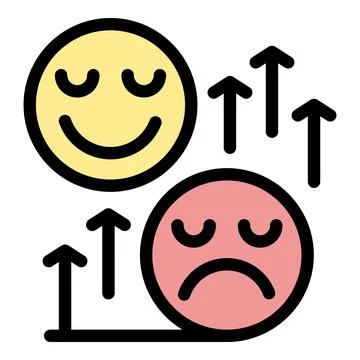Mood evolution from sad to happy with growing arrows, improving mental health Stock Illustration