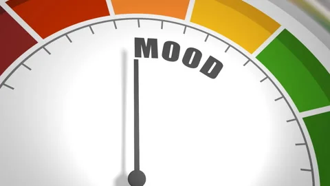 Mood measuring device with arrow and scale. 3D Render Stock Footage 168668094