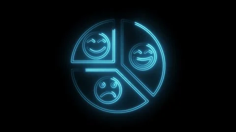 Mood pie chart with neon blue line animated on black background loopable Stock Footage 312331272