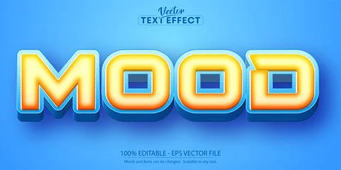 Mood text, cartoon style editable text effect Stock Illustration