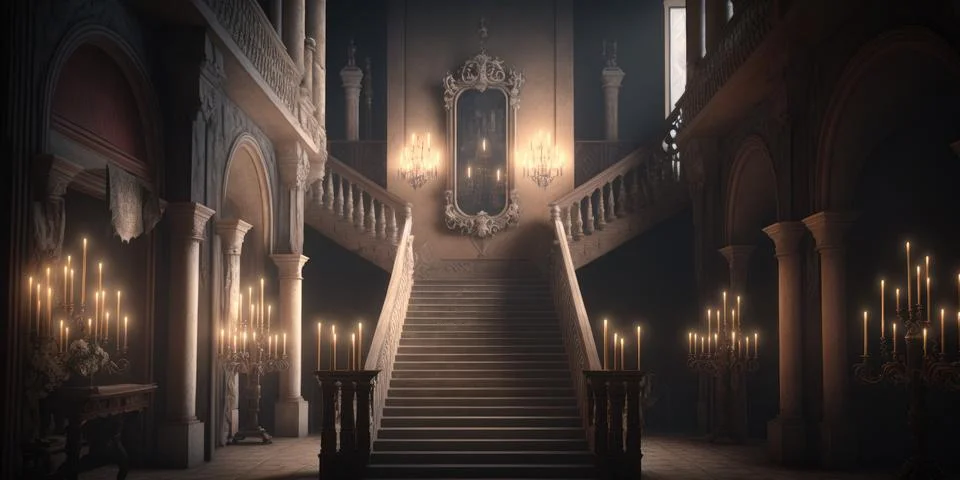 Moody Castle Interior Digital Backdrop1 Stock Illustration