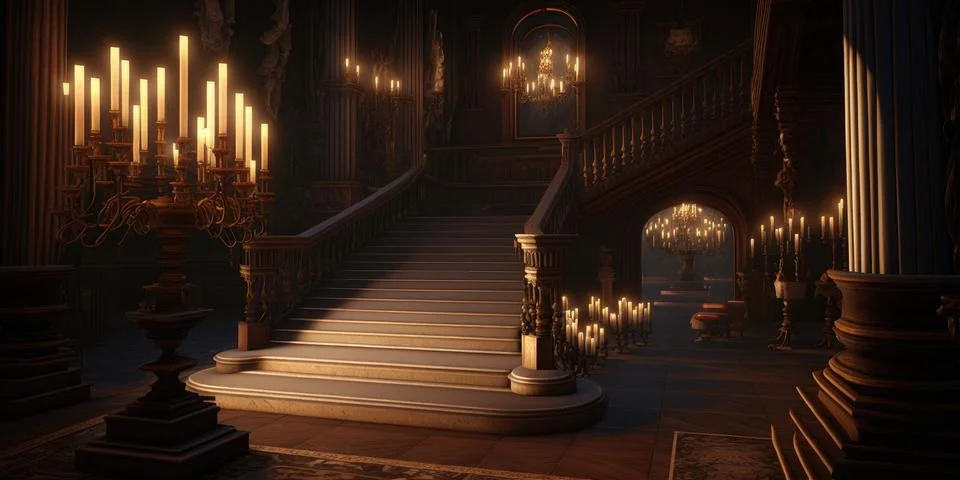 Moody Castle Interior Digital Backdrop3 Stock Illustration