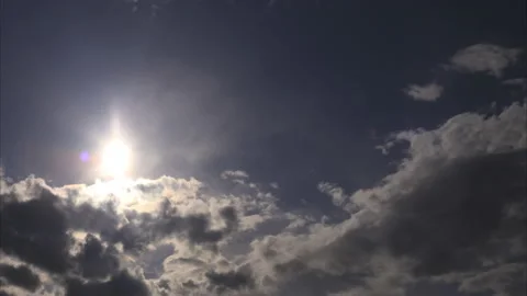 MOODY CLOUDS and SUN or MOON TIMELAPSE in a DARK BLUE SKY- 4k 스톡 동영상 130271431
