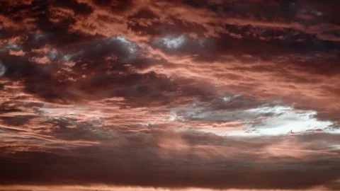 Moody Clouds At Sundown Over Sea With Vanilla Sky Stock Footage 104289863