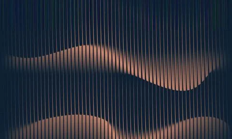 Moody dark bronze abstract background with vertical wavy glitch lines and c.. 스톡 일러스트