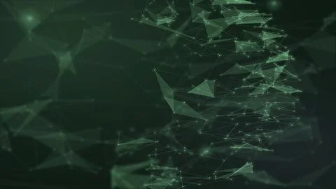 A moody dark green digital network made from glowing points, fine connectio.. Illustrazione stock