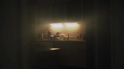 Moody diffuse warm light Kitchen Video stock 234527919