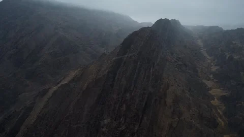 Moody Drone Shot Of Tilted Strata And Deep Ridges, Noyon Uul, Mongolia Stock Footage 333547108
