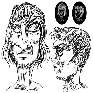 Moody faces set Stock Illustration