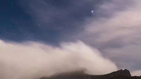 Moody Landscape: Night Clouds &amp; Silhouette Stock Footage 346204812