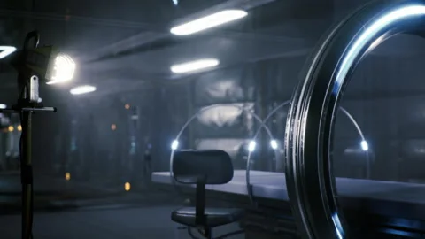 Moody noir aesthetic featuring retro technology and space environment Stock-Footage 340665656