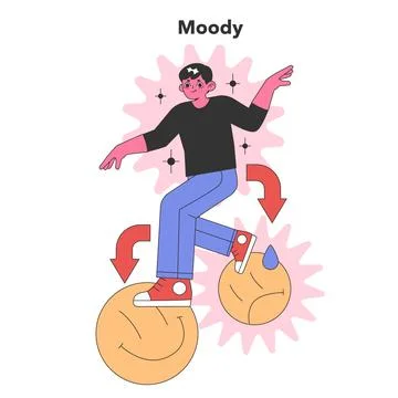 Moody Personality trait . Flat vector illustration イラスト素材