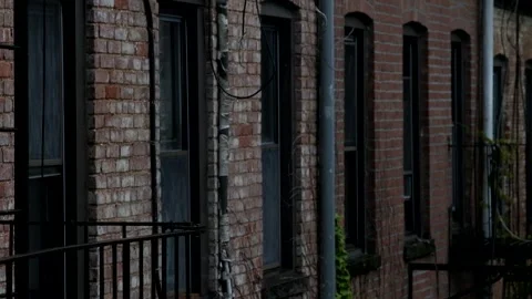 Moody Rainy Day in Brooklyn Overlooking Backyard During the Rain Storm Stock Footage 240300853