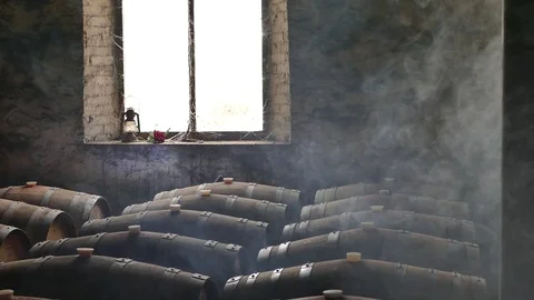 Moody Scene of Wine Cellar Stock Footage 82336606