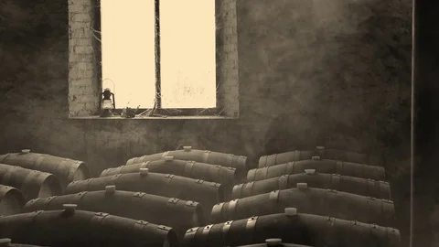 Moody Scene of Wine Cellar Stock Footage 82336811