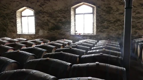 Moody Scene of Wine Cellar Stock Footage 82336857