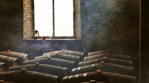 Moody Scene of Wine Cellar Stock Footage 82336881
