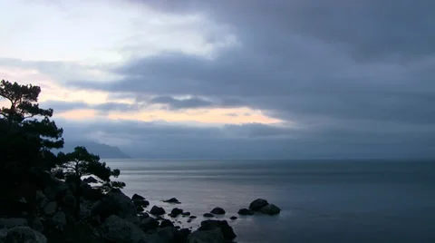 Moody seascape clouds Time Lapse Stock Footage 37260994